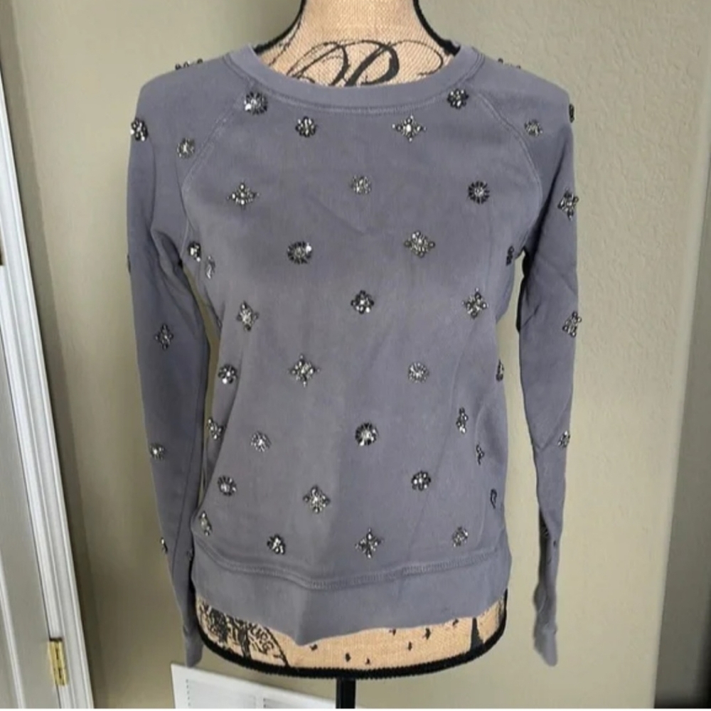 J crew embellished gray sweater size S